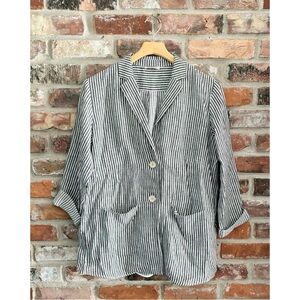 Rosso35 Linen Stripe Lightweight Blazer